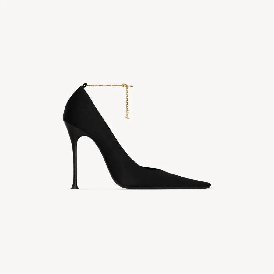 Yves Saint Laurent Black crepe satin sandals