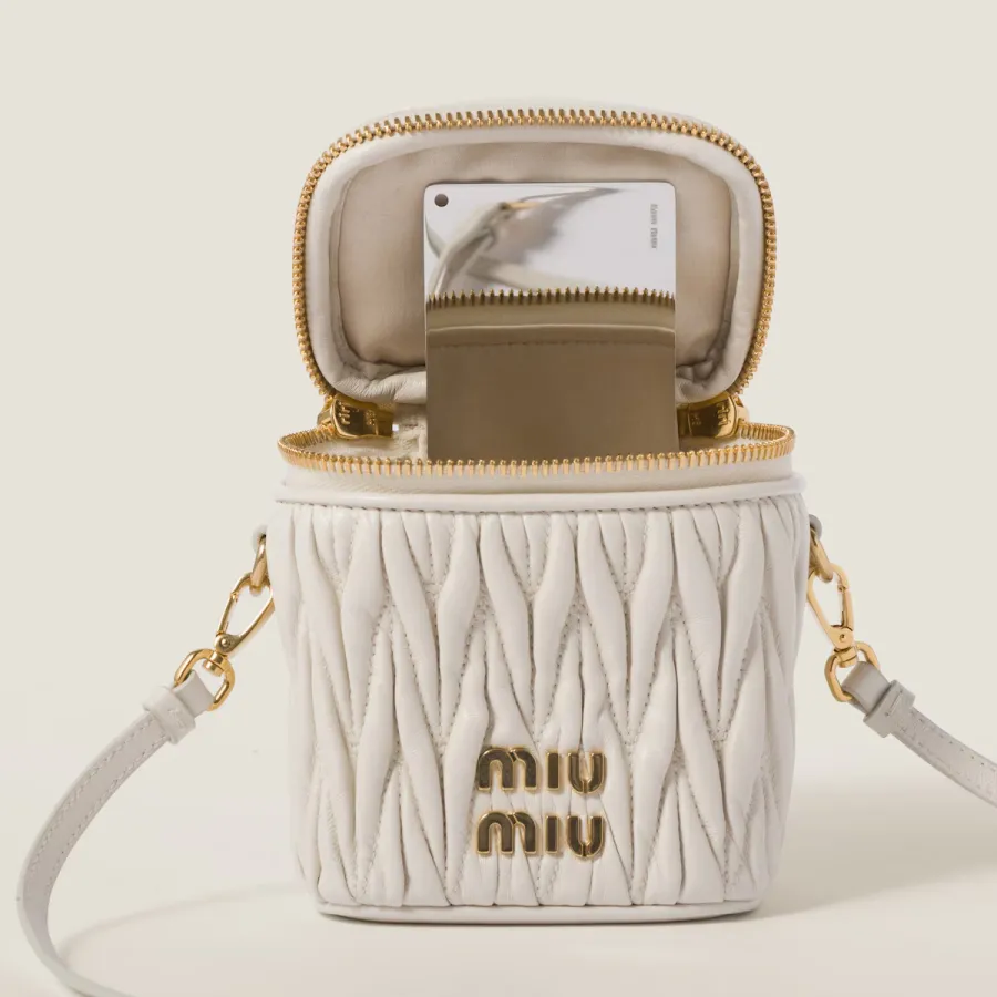 Miu Miu Quilted Lambskin Leather white Bucket Bags