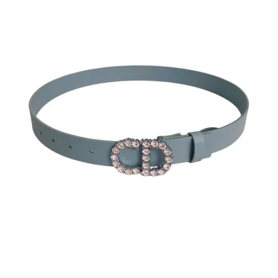 Dior Women' s 30 Montaigne Buckle With Crystals Belt In Black/Mustard/White/Blue Calfskin With Gold/Silver Hardware 30mm