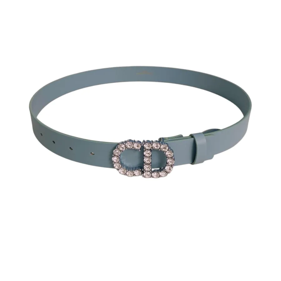 Dior Women' s 30 Montaigne Buckle With Crystals Belt In Black/Mustard/White/Blue Calfskin With Gold/Silver Hardware 30mm