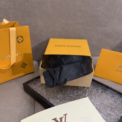 Louis Vuitton Men's LV Buckle Belt In Black Monogram Canvas With Black/Gold/Silver Hardware 40mm