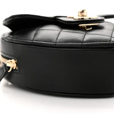 Chanel CC In Love Heart Clutch With Chain Small Black Quilted Lambskin Leather Light Gold Hardware
