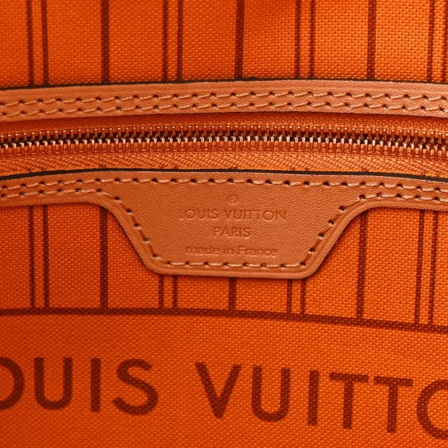 Louis Vuitton Braided Neverfull MM Damier Azur Canvas Orange Interior