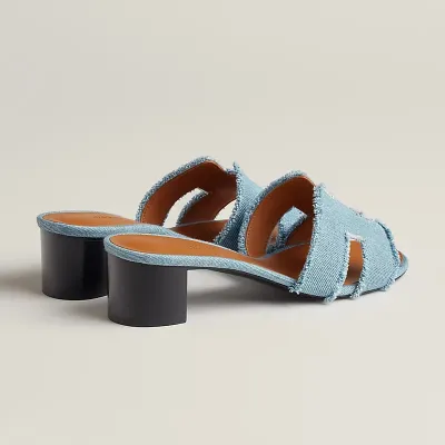 HERMES Oasis Slippers High-heeled slippers Blue High Heels Sandal