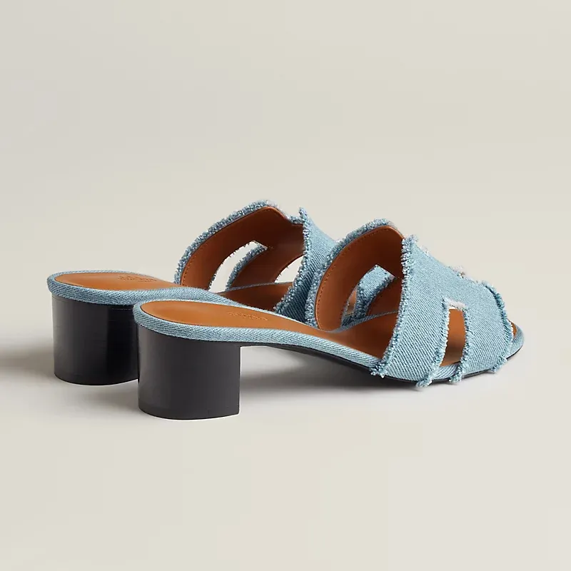 HERMES Oasis Slippers High-heeled slippers Blue High Heels Sandal