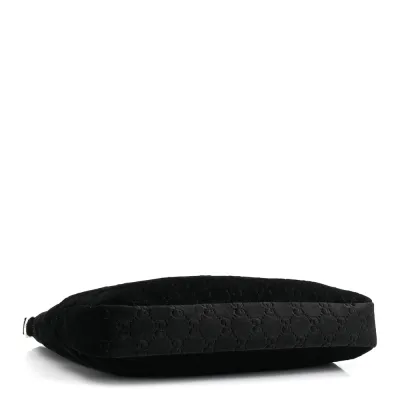 Gucci Small Jackie 1961 Hobo Black GG Monogram Velvet Silver Hardware