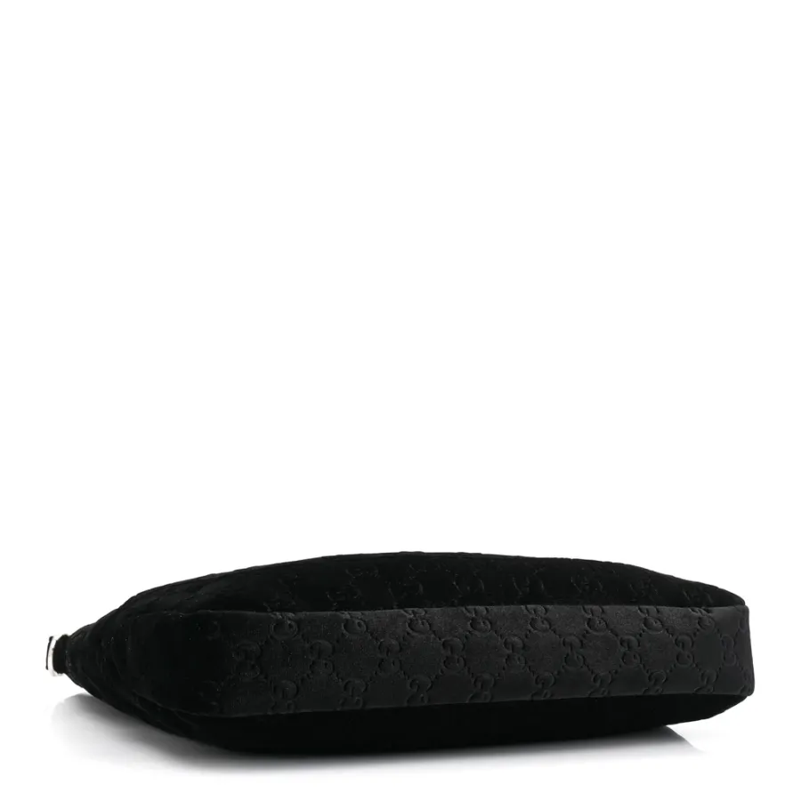 Gucci Small Jackie 1961 Hobo Black GG Monogram Velvet Silver Hardware