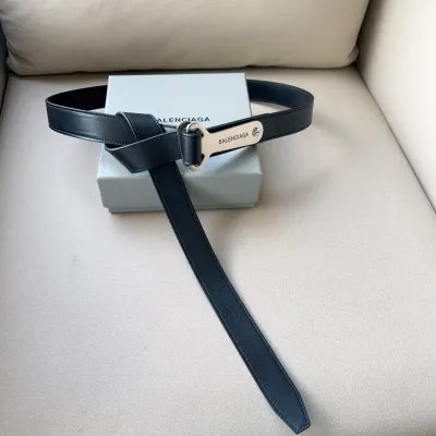 Balenciaga Men's Bottle Opener D Ring Belt In Black Vegetal Calfskin With Silver Hardware 30mm