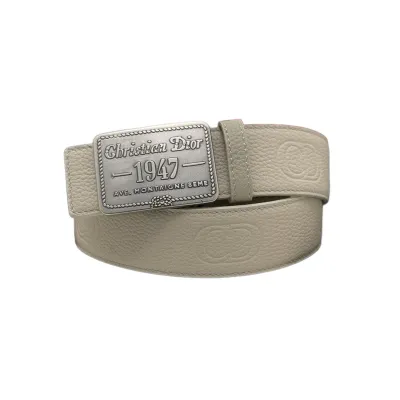 Dior Men' s Montaigne Avenue Square Buckle Belt In Black/White Grained Calfskin With Silver/Gold Hardware 40mm