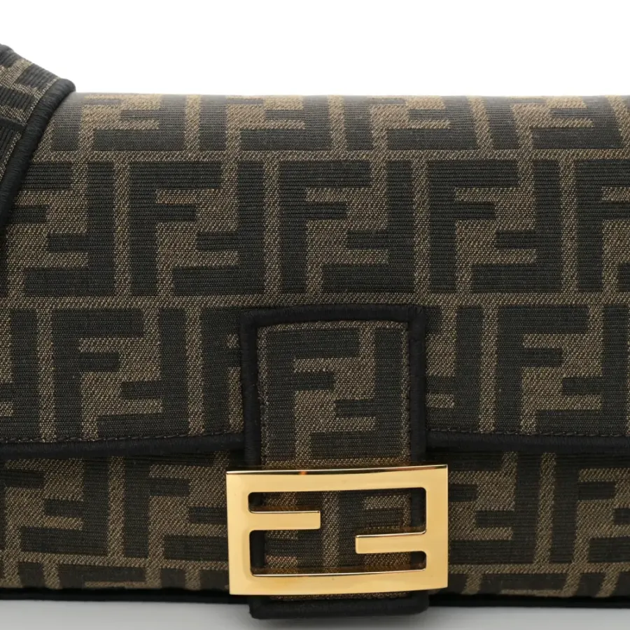 Fendi Medium FF 1974 Baguette Tobacco/Moro/Black Jacquard Fabric Gold Hardware