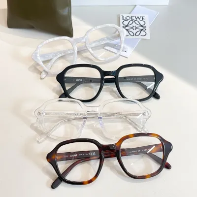 Loewe square frame glasses leopard/black/milky white/transparent color Size 51口21-140