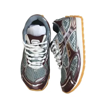 Bottega Veneta Orbit Sneakers In Silver/Burgundy Technical Fabric And Mesh Lace-Up Sneaker