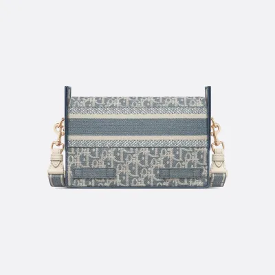 Dior Small Diorcamp Bag In Blue Dior Oblique Embroidery/Blue Dior Oblique Chambray-Effect Embroidery