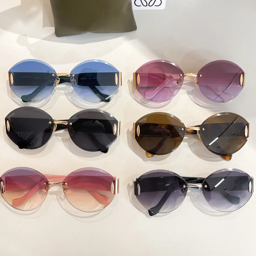 Loewe round frame glasses blue/black/eggplant/leopard brown/pink/purple white color Size 63口15-140