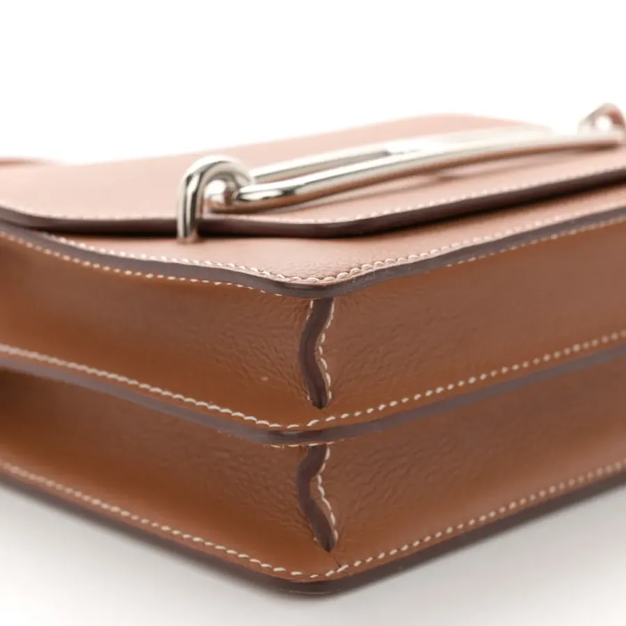 Lushentic Hermès Mini Sac Roulis Brown Evercolor Leather Palladium Silver Hardware