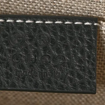 Gucci Small Interlocking G Shoulder Bag Black Dollar Calfskin Leather Gold Hardware