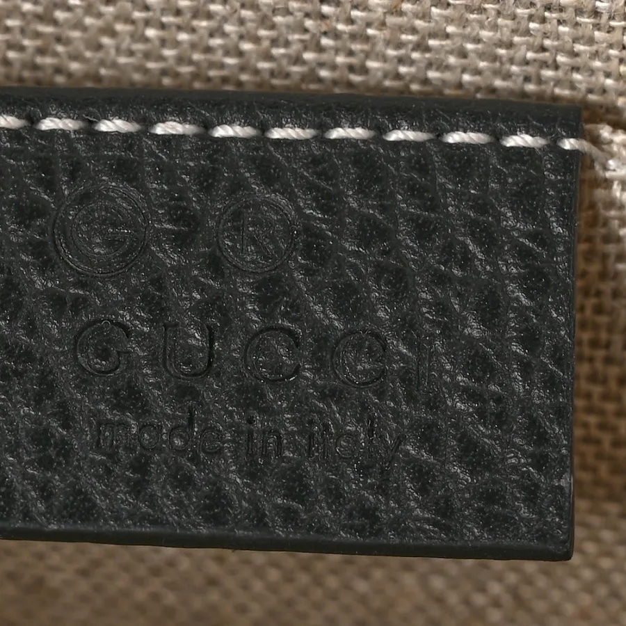 Gucci Small Interlocking G Shoulder Bag Black Dollar Calfskin Leather Gold Hardware