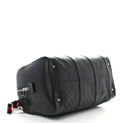 Gucci Large Carry-On Duffle Bag Black/Grey Soft GG Supreme Monogram Canvas & Appia Calfskin Leather
