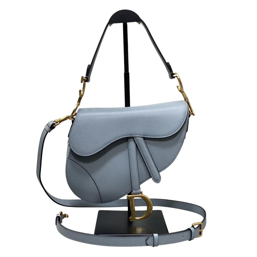 Dior Medium Saddle Bag With Strap Blue Denim Dior Oblique Jacquard/Powder Pink/Stone Gray/Cedar Green/Blue Grained Calfskin Gold Hardware