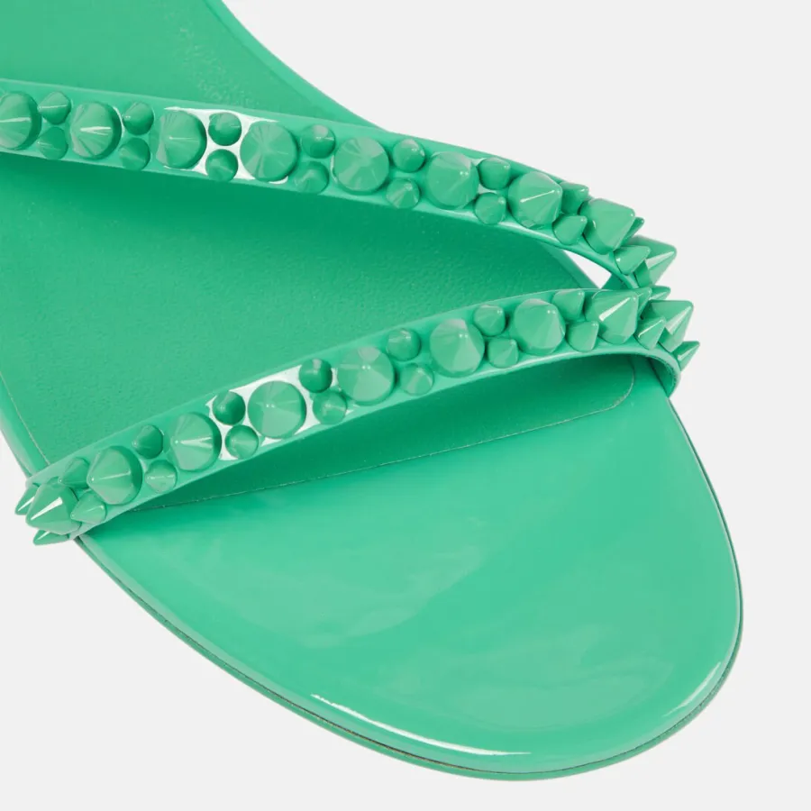Christian Louboutin Green flat sandals with diagonal rivets