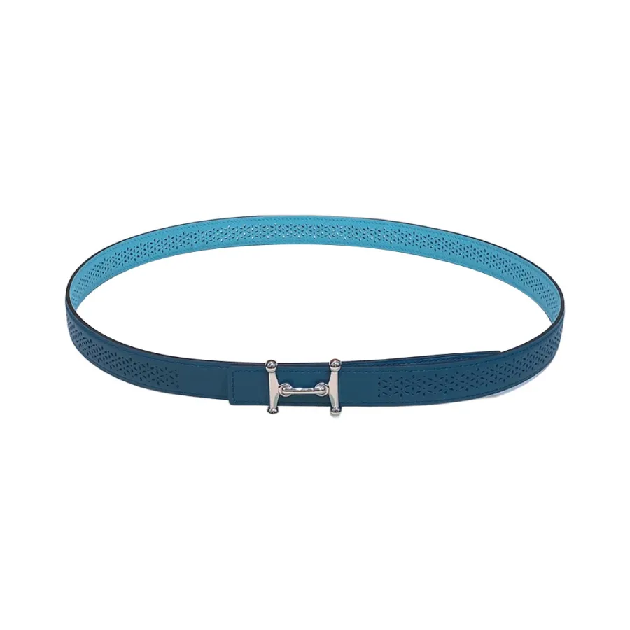 Hermès Women' s Rivage H Buckle Belt In Blue/Red/Orange/Black/Brown/Orange/Beige/Etoupe Calfskin With Gold/Silver Hardware 24mm