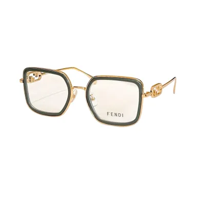 Fendi square frame glasses silver/gold/red gold/green gold/leopard gold/brown leopard/eggplant/black silver/red brown/green/brown monogram color Size 55口19-145