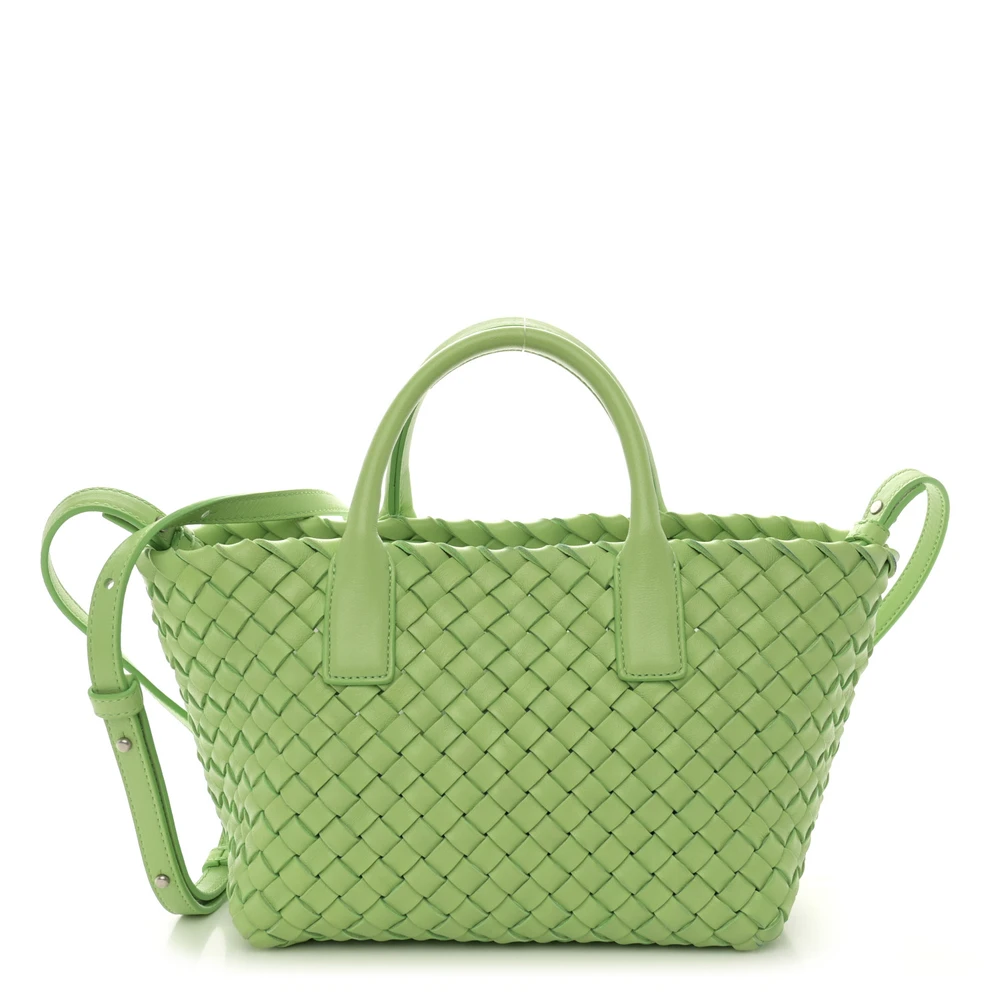 Bottega Veneta Mini Intrecciato Cabat Couro Napa Verde Claro