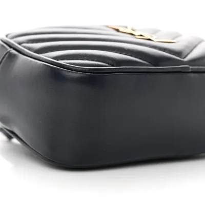 Saint Laurent Small Lou Belt Bag Deep Marine Monogram Calfskin Matelasse Leather Gold Hardware