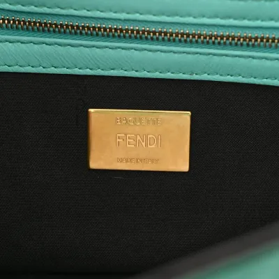 Fendi Petite Peekaboo I SEE U Satchel Fendi (F x T) Nappa Leather FF 1974 Embossed Tiffany Gold Hardware