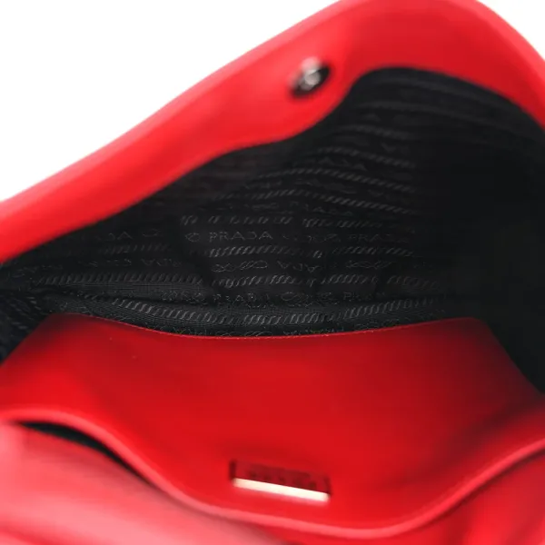 Prada Medium Cleo Shoulder Bag Scarlatto/Black Spazzolato Leather Silver Hardware - Image 7
