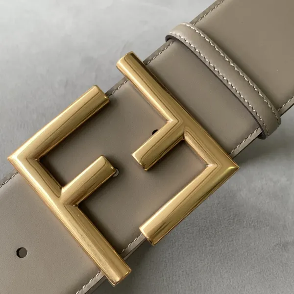 Fendi Women's FF Buckle Belt In Black/Khaki/Orange Calfskin With Gold/Black Hardware 60mm - Image 3