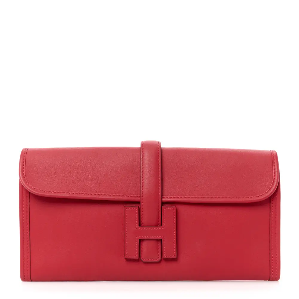 Hermès Jige Elan 29 Clutch Rouge Tomate em Couro Swift