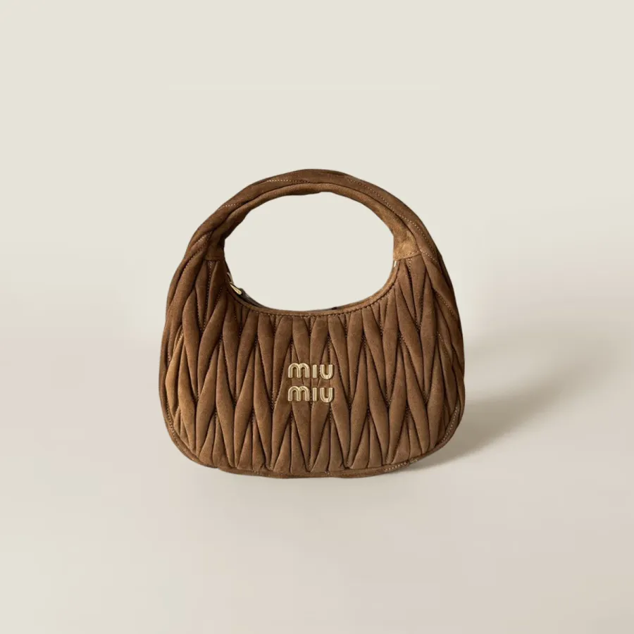 Miu Miu Wander Matelassé Suede leather handbag Brown Crossbody Bags
