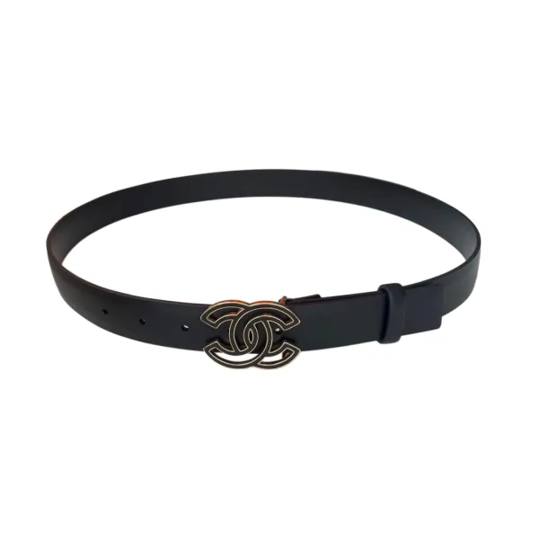 Chanel Women's CC Belt In White/Beige/Pink/Black Calfskin With Gold Hardware 30mm - Image 6