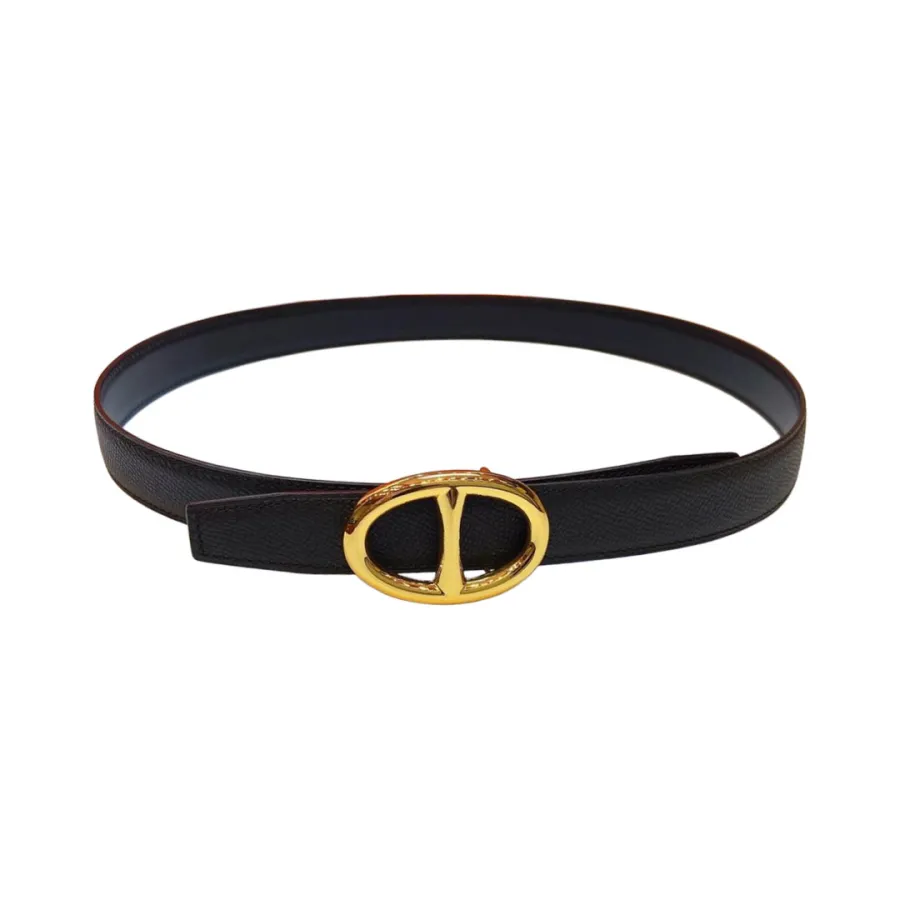 Hermès Women' s Roulis Buckle Belt In Etoupe/Black/White/Pink/Brown Epsom Calfskin With Gold Hardware 24mm