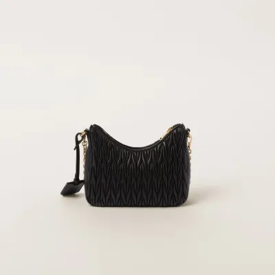 Miu Miu Matelassé Quilted Lambskin Leather Black Crossbody Bags
