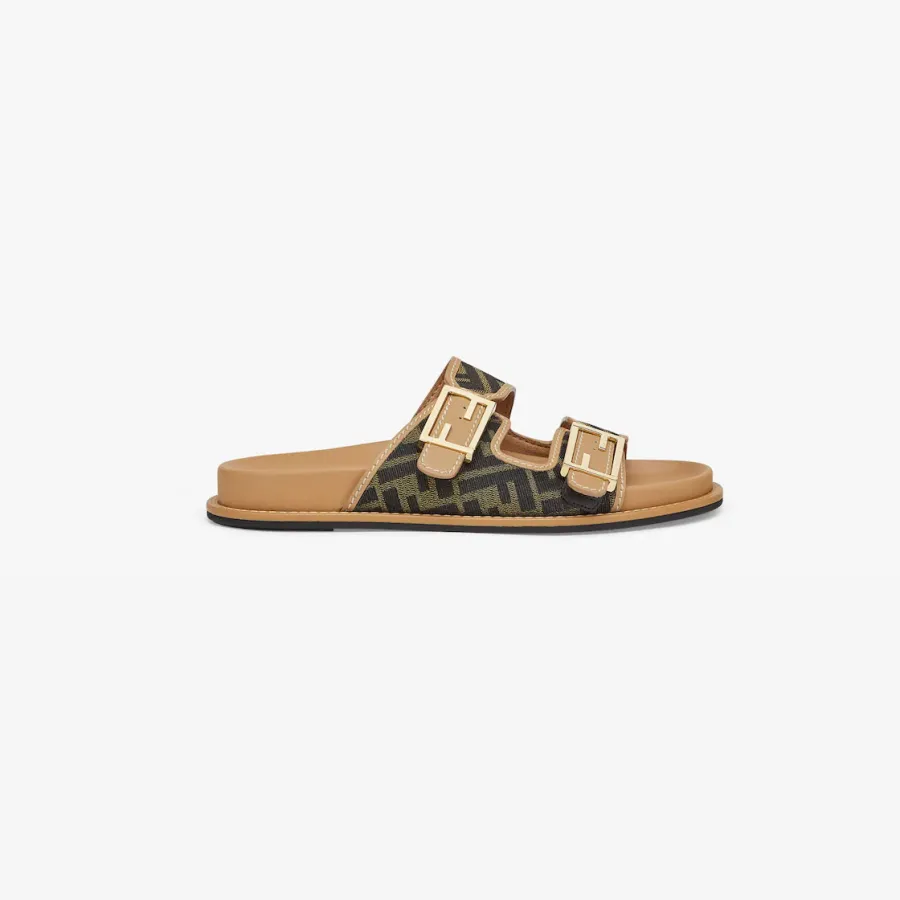 FENDI Brown FF fabric sandals