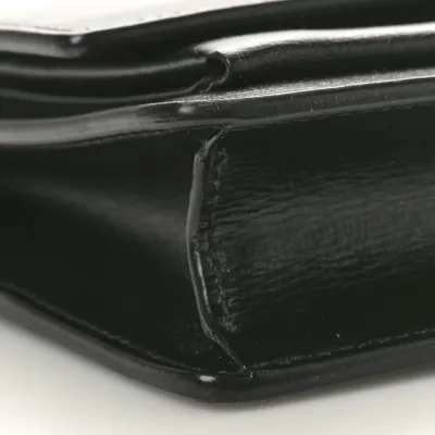 Saint Laurent Small Sunset Chain Wallet Black Monogram Calfskin Leather Black Hardware