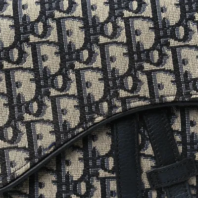 Dior Medium Men’s Saddle Bag Blue Oblique Canvas Silver Hardware