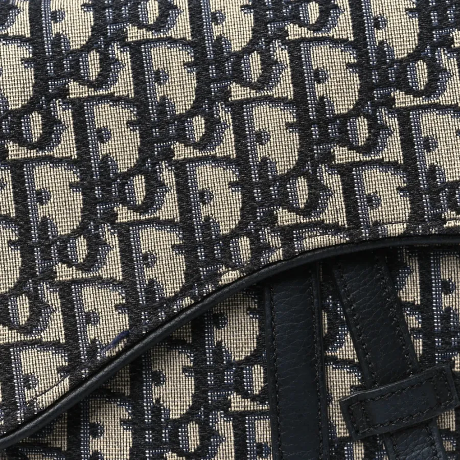 Dior Medium Men’s Saddle Bag Blue Oblique Canvas Silver Hardware