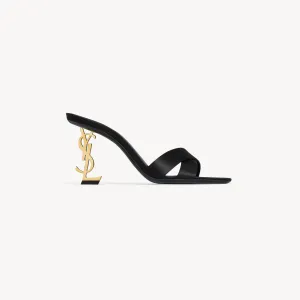Yves Saint Laurent Black crepe satin slipper sandals