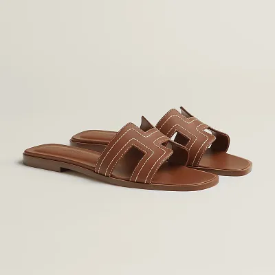 HERMES Oran Brown Slippers