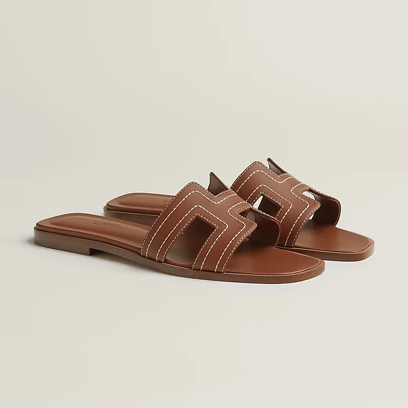 HERMES Oran Brown Slippers