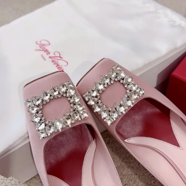 Roger Vivier Jewel Heels Sandals In Green/Pink/Blue/Black/Beige Satin With Crystal Buckle (Heel Height 5cm) - Image 6