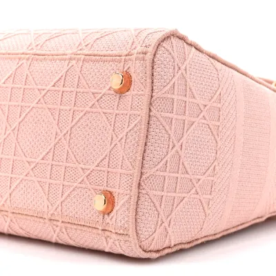 Dior Medium Lady D-Lite Bois De Rose Cannage Embroidered Canvas Gold Hardware