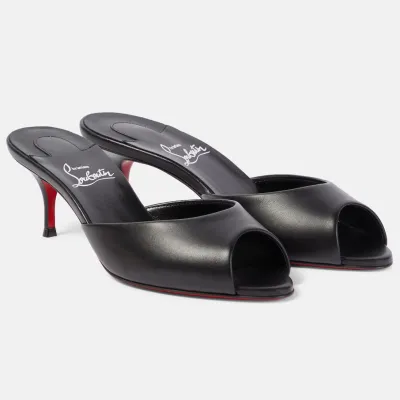 Christian Louboutin Black leather high-heeled slippers