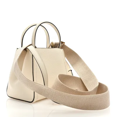 Valentino Garavani Small Alltime Handbag Ivory Soft Grainy Calfskin Leather Gold Hardware