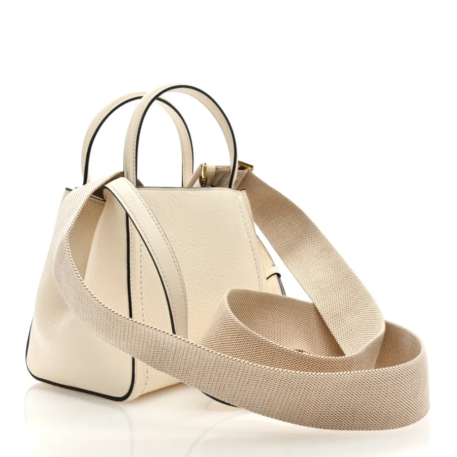 Valentino Garavani Small Alltime Handbag Ivory Soft Grainy Calfskin Leather Gold Hardware