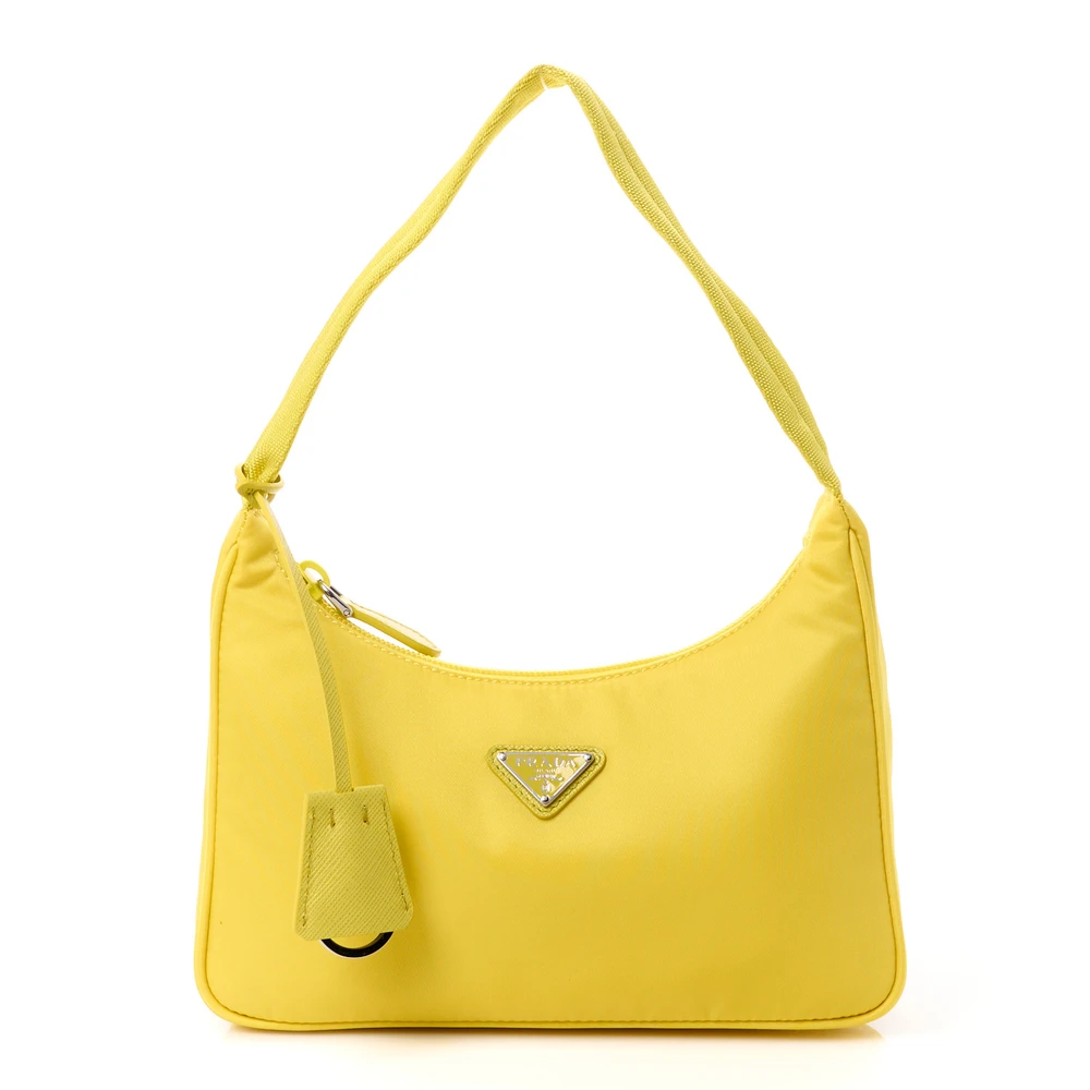 Prada Mini Re-Edition 2000 Bag Ananas Tessuto Nylon & Couro Saffiano Hardware Prateado