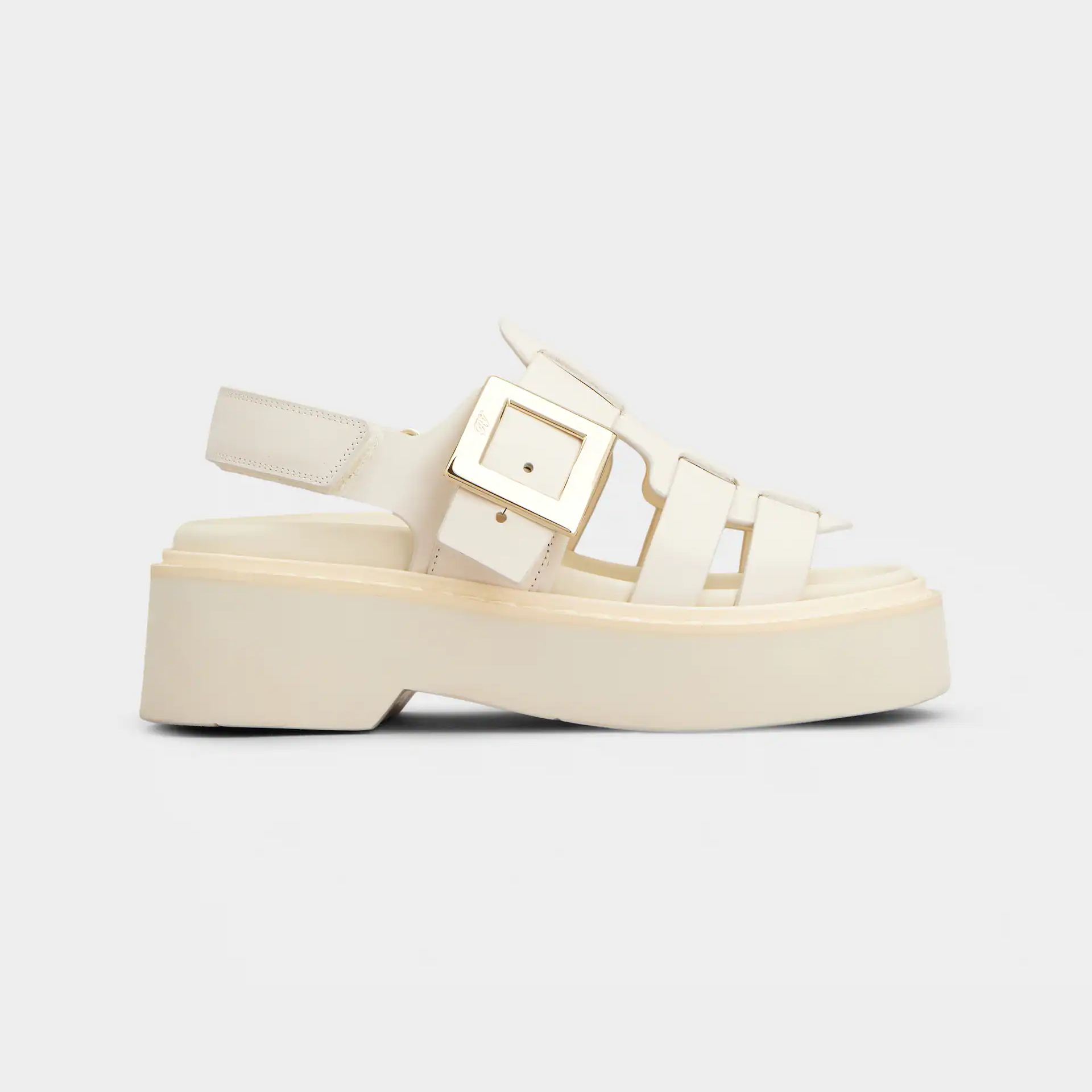 Roger Vivier Sandálias Viv' Rangers Em Couro Branco Com Fivela Metálica